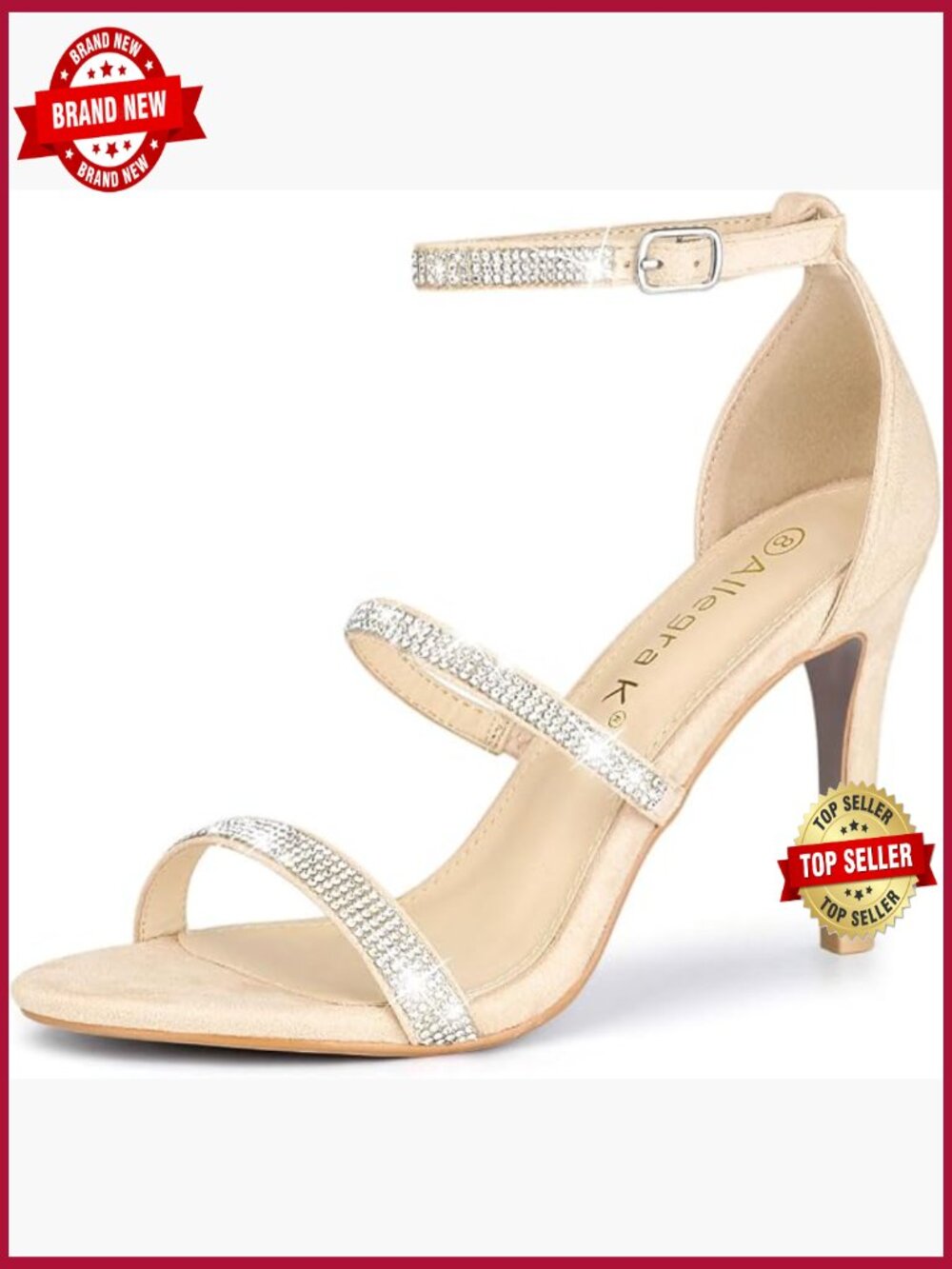 Rhinestone Ankle Strap Stiletto Heeled Sandals Women's Shoes